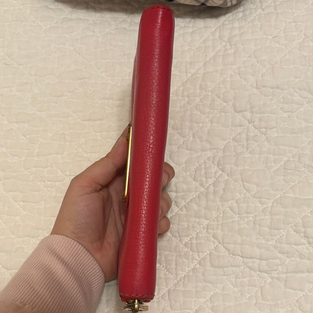 LOW START $299EUC Marc Jacobs Cherry Red Wallet with Gold Accents - Picture 5 of 9